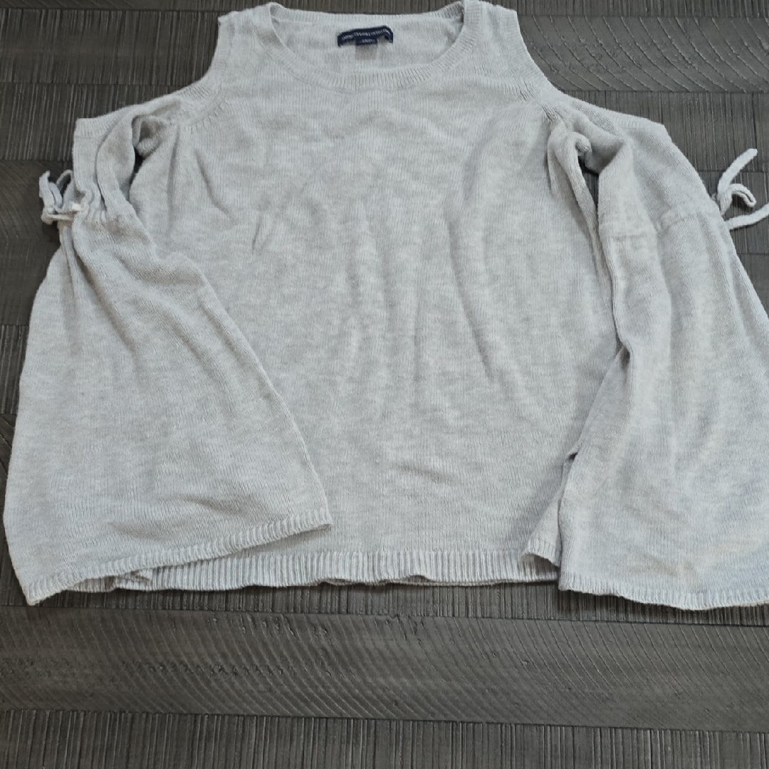 American Eagle Outfitters Light Gray Off-The-Shoulder Sweater